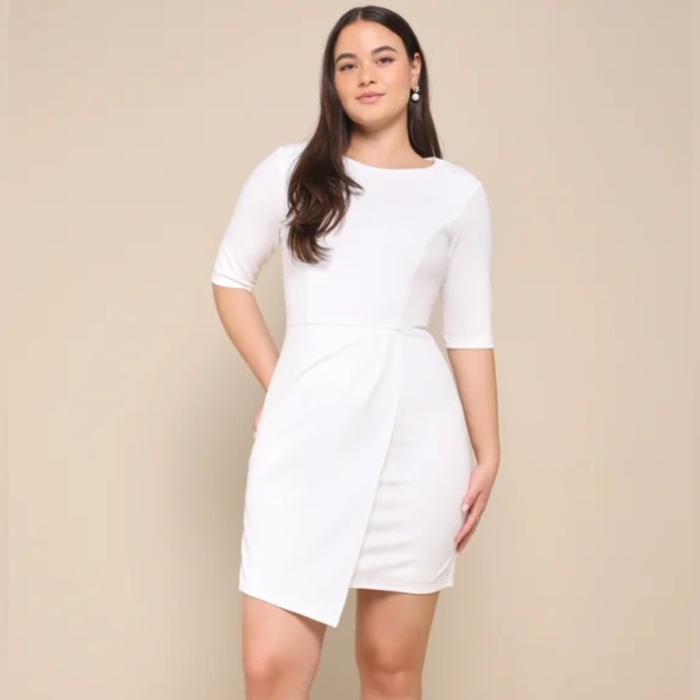 Lulus Westwood White Half Sleeve Sheath Dress